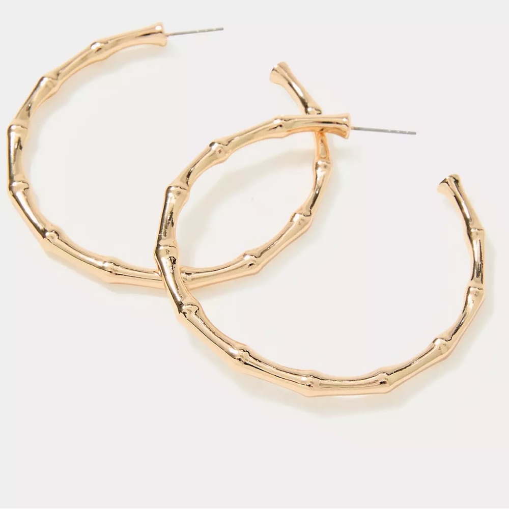NWT Lilly Pulitzer Gold Bamboo Forest Hoop Earrings